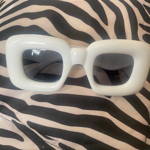 White chunky square sunglasses